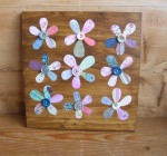 recycled paper and button flowers