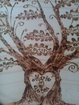 pyrographed family tree