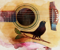watercolour edit blackbird
